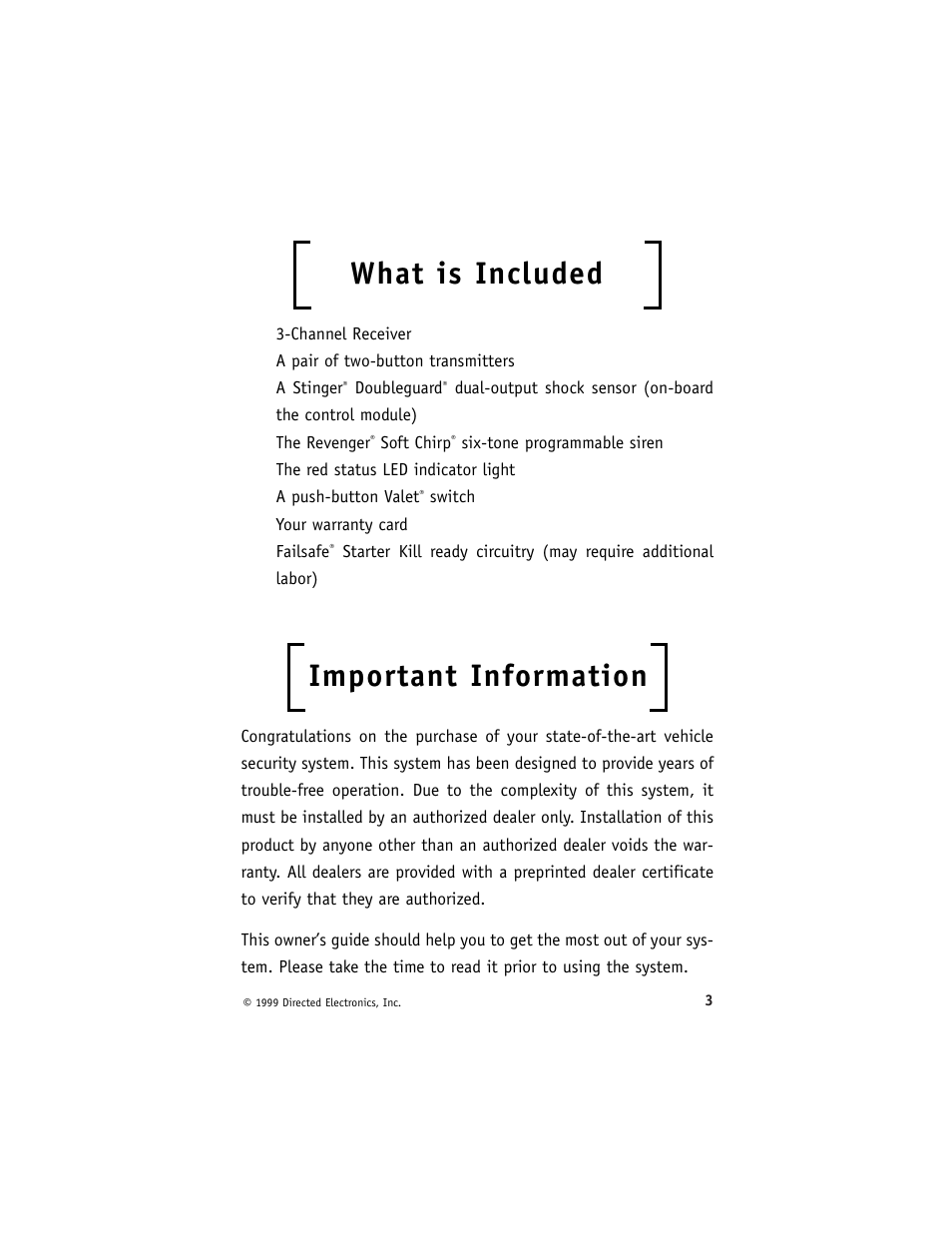 What is included, Important information | Viper 420 ESP User Manual | Page 7 / 40