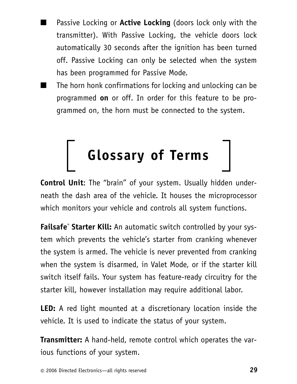 Glossary of terms | Viper 5500 User Manual | Page 32 / 37