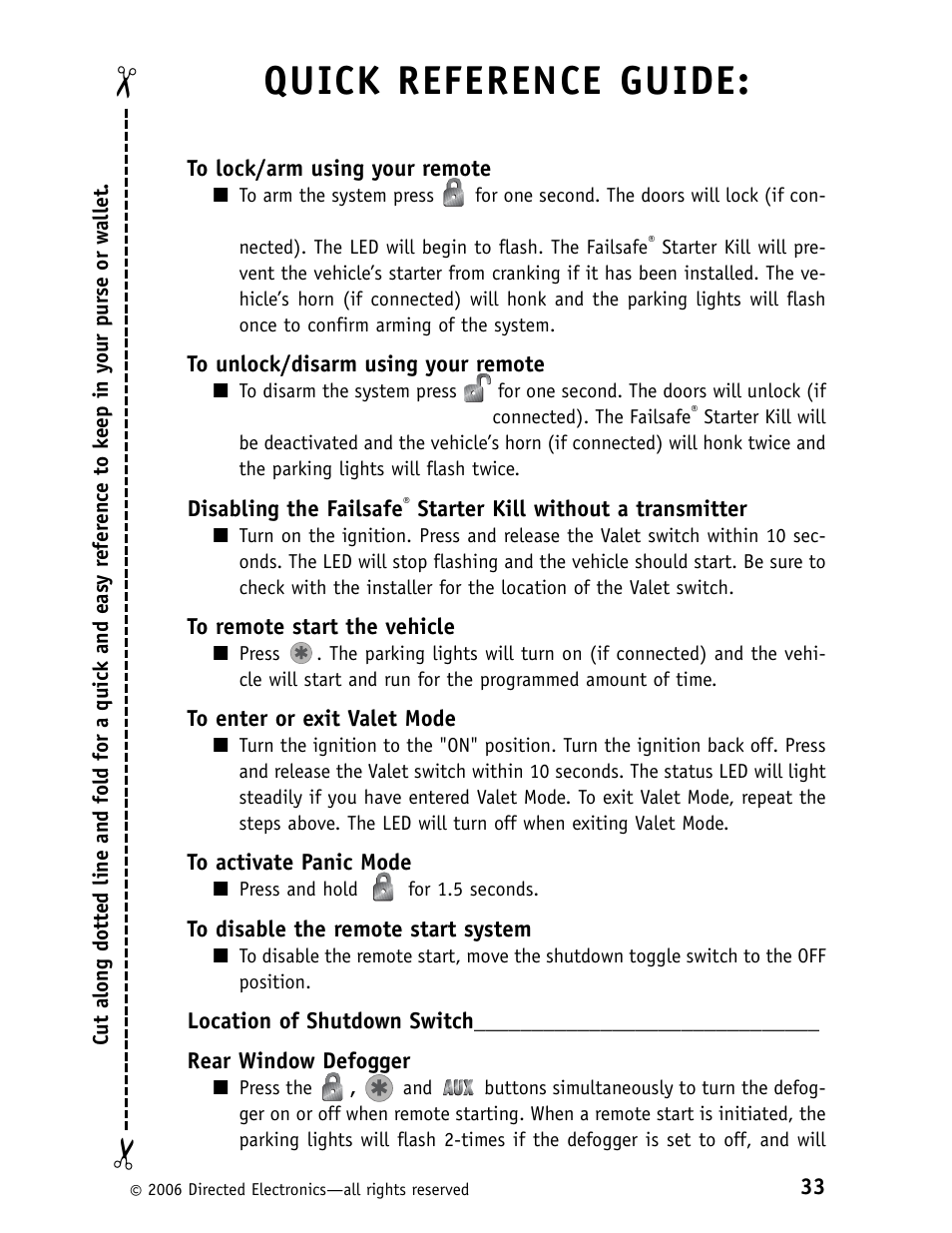 Quick reference guide | Viper 5500 User Manual | Page 36 / 37