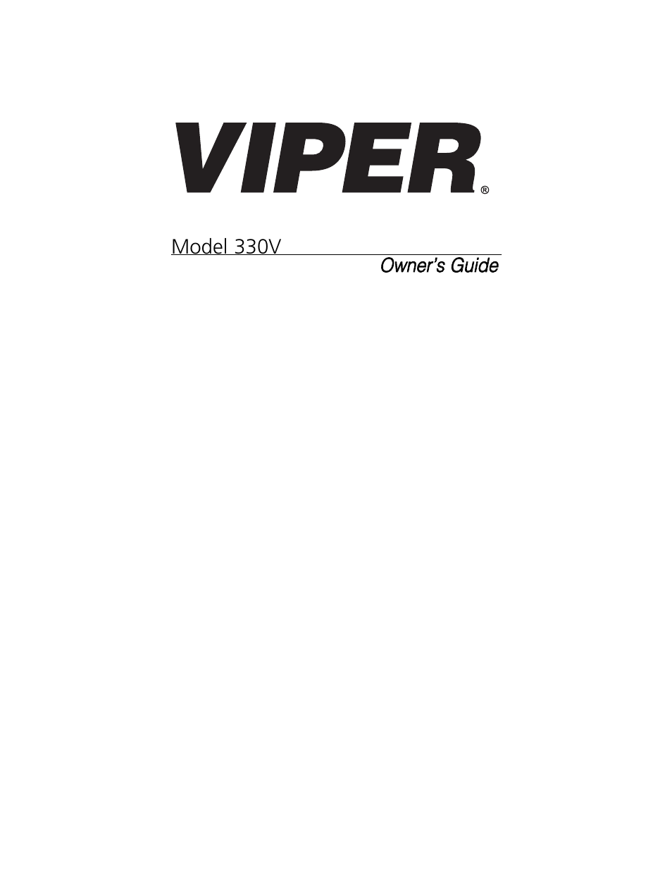 Viper Model 330V User Manual | 21 pages