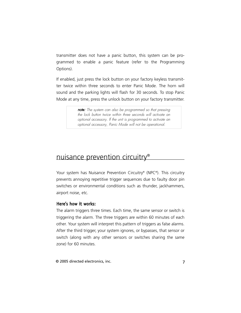 Nuisance prevention circuitry | Viper Model 330V User Manual | Page 10 / 21