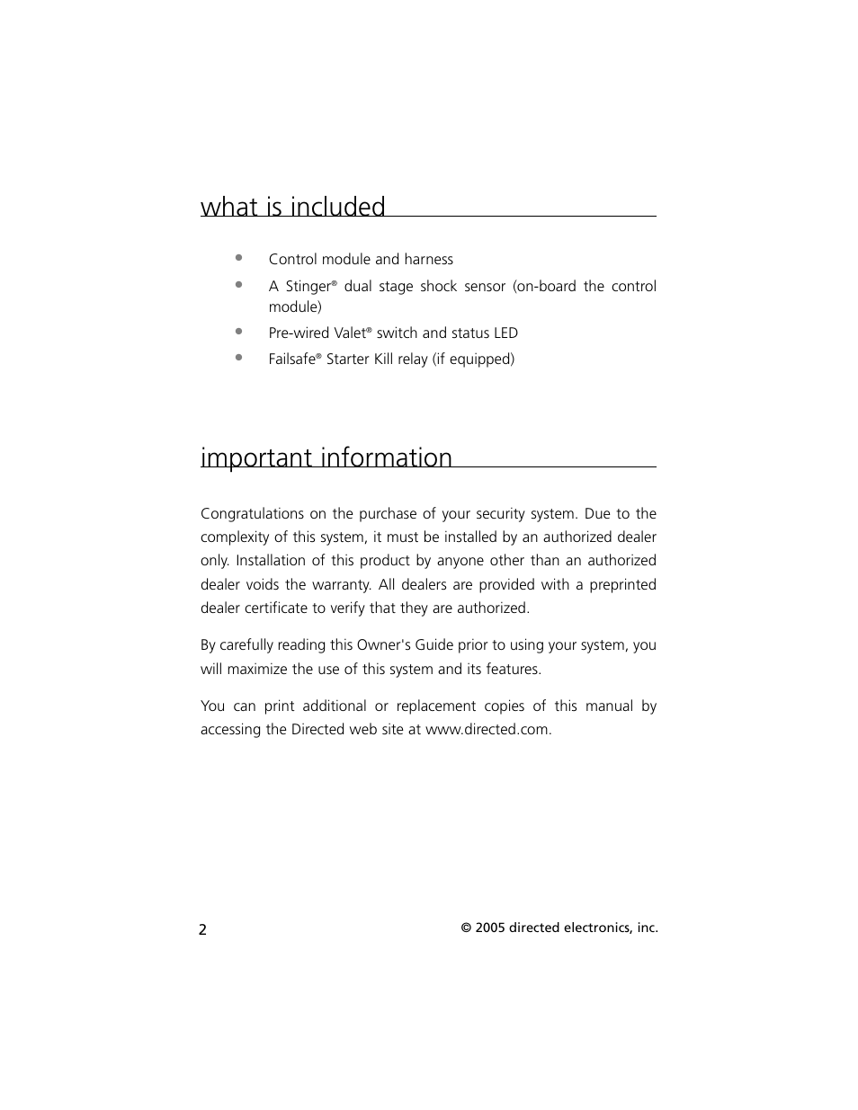 What is included, Important information | Viper Model 330V User Manual | Page 5 / 21