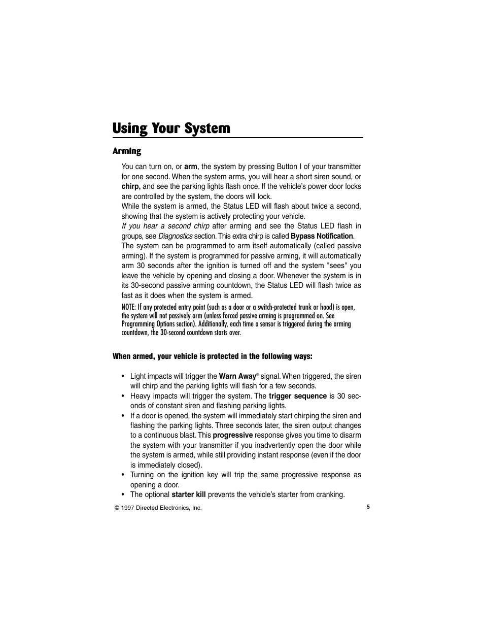Using your system | Viper Model 550HF User Manual | Page 5 / 20
