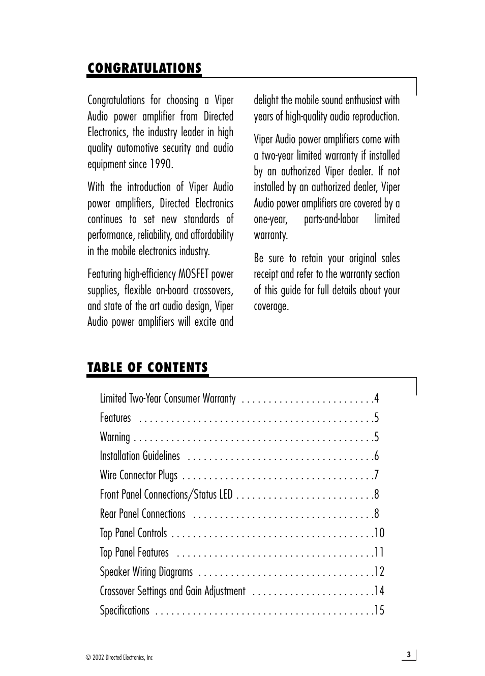 Viper 200.4 User Manual | Page 3 / 16