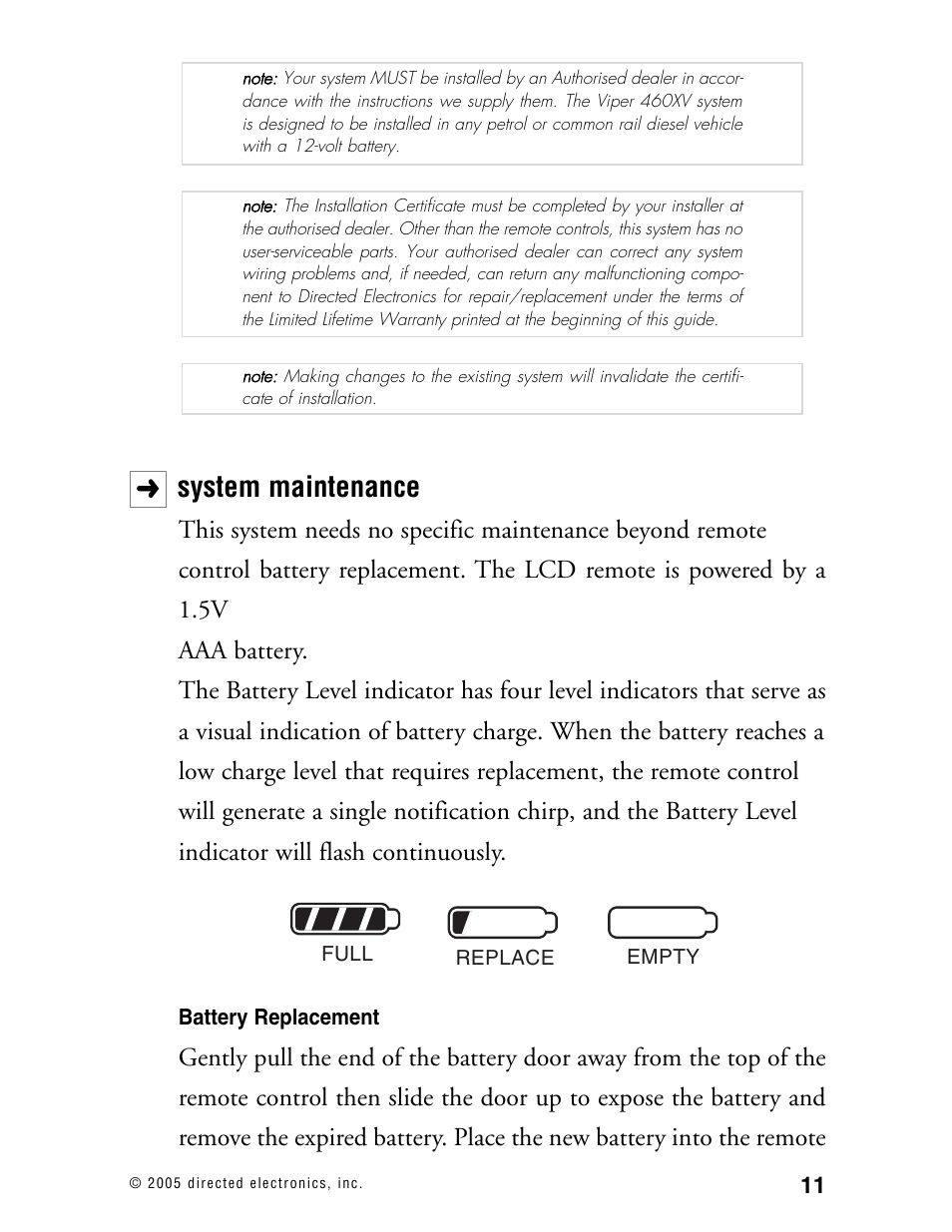 System maintenance | Viper Model 480XV User Manual | Page 10 / 49