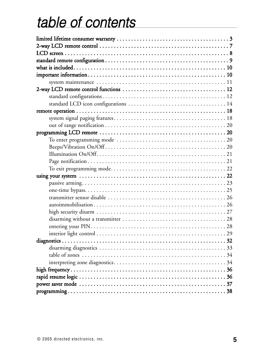 Tta ab blle e o off c co on ntte en nttss | Viper Model 480XV User Manual | Page 4 / 49