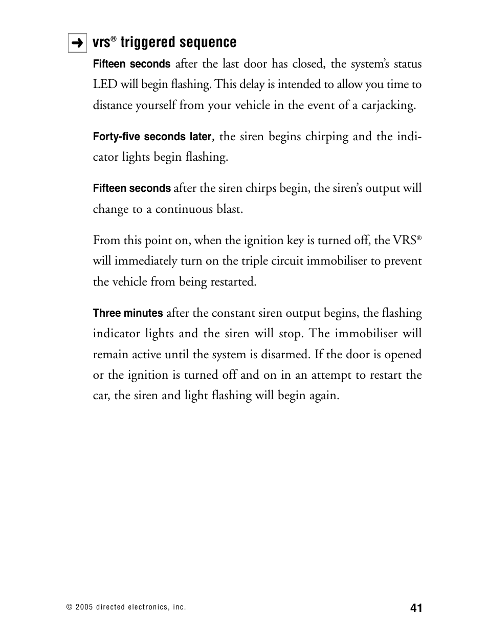 Triggered sequence | Viper Model 480XV User Manual | Page 40 / 49