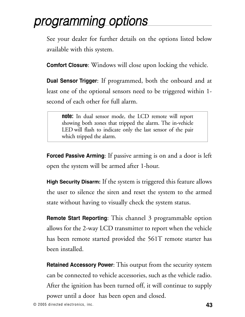 Pprro og grra am mm miin ng g o op pttiio on nss | Viper Model 480XV User Manual | Page 42 / 49