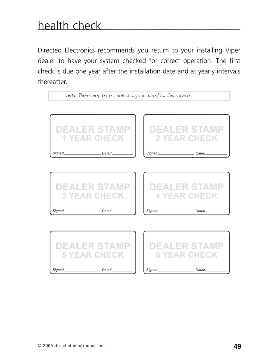 Health check | Viper Model 480XV User Manual | Page 48 / 49