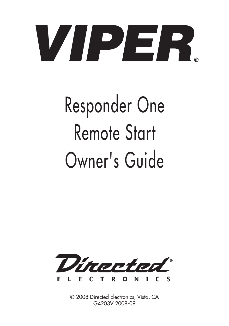 Viper G4203V User Manual | 20 pages