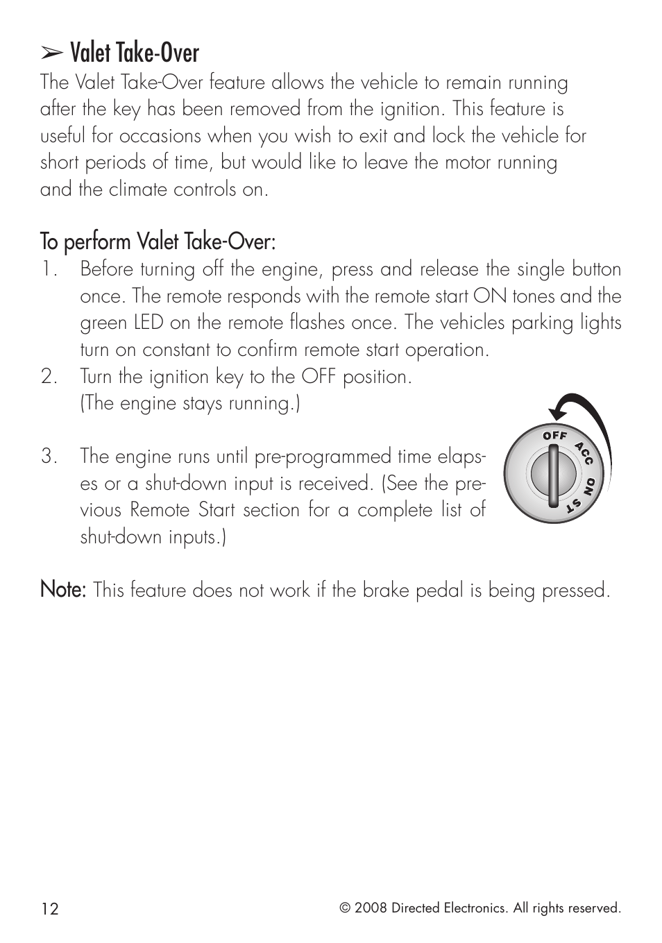 Valet take-over | Viper G4203V User Manual | Page 12 / 20