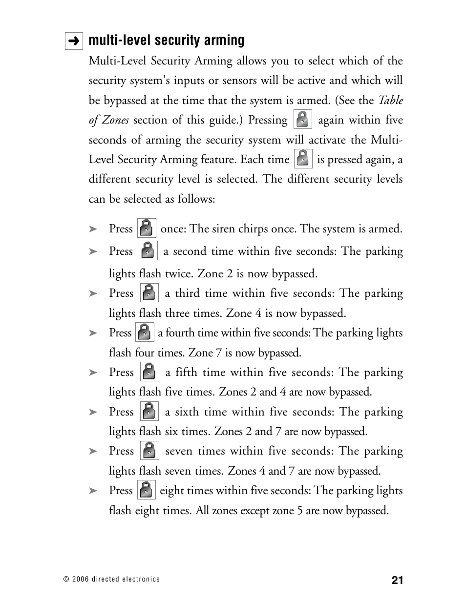 Multi-level security arming | Viper Model 3002 User Manual | Page 20 / 53