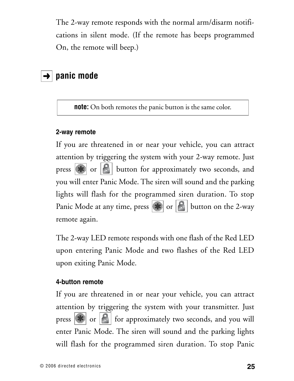 Panic mode | Viper Model 3002 User Manual | Page 24 / 53