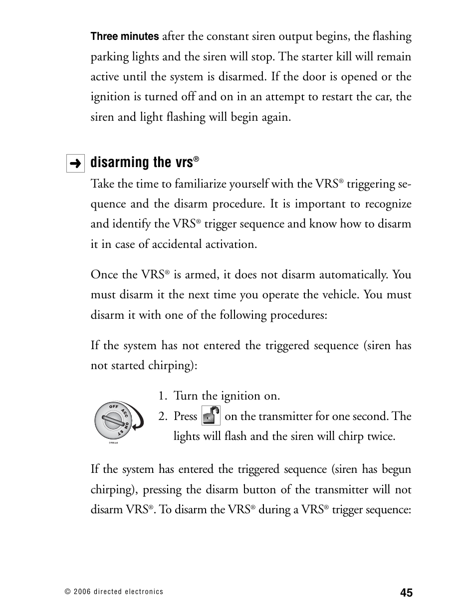 Disarming the vrs | Viper Model 3002 User Manual | Page 44 / 53