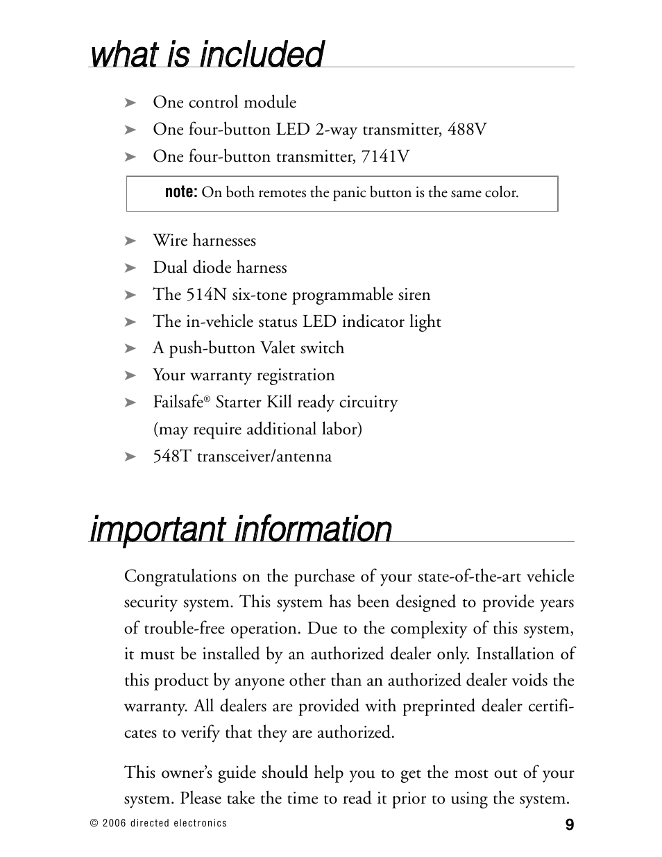 Wwh ha att iiss iin nc cllu ud de ed d | Viper Model 3002 User Manual | Page 8 / 53