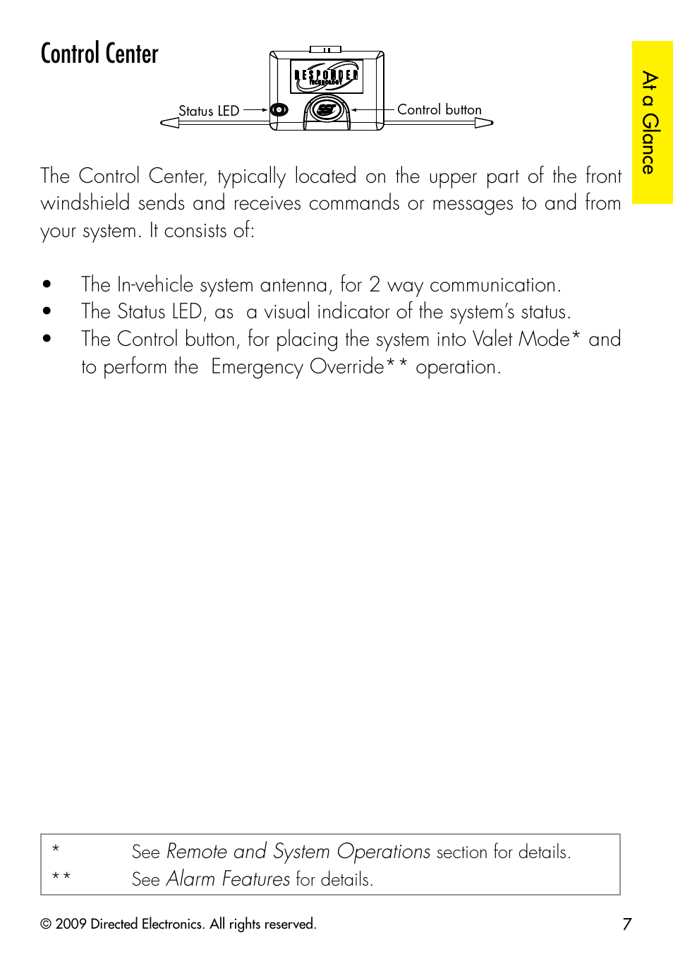 Control center | Viper 5902 User Manual | Page 10 / 69