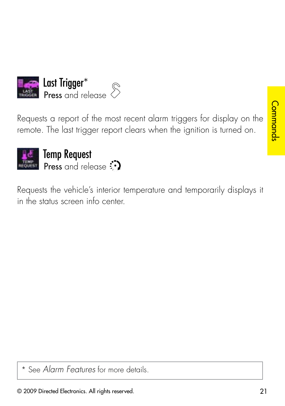 Last trigger, Temp request | Viper 5902 User Manual | Page 24 / 69