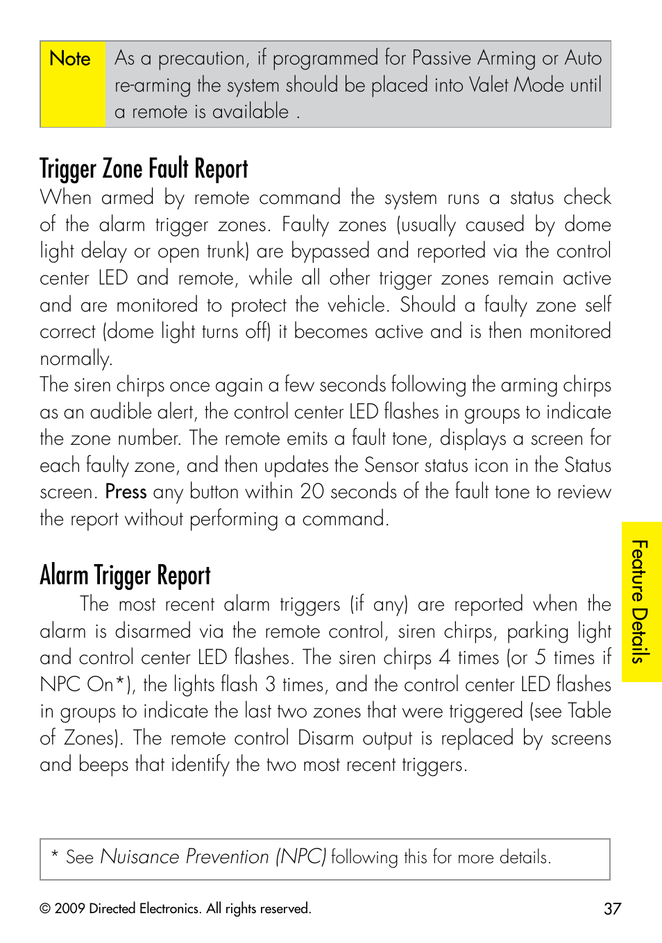 Trigger zone fault report, Alarm trigger report | Viper 5902 User Manual | Page 40 / 69