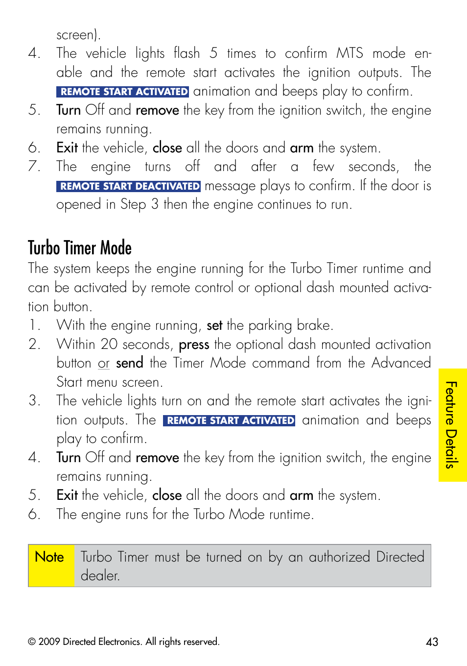 Turbo timer mode | Viper 5902 User Manual | Page 46 / 69