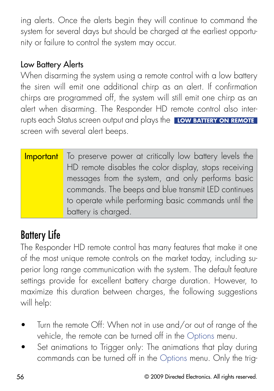 Battery life | Viper 5902 User Manual | Page 59 / 69