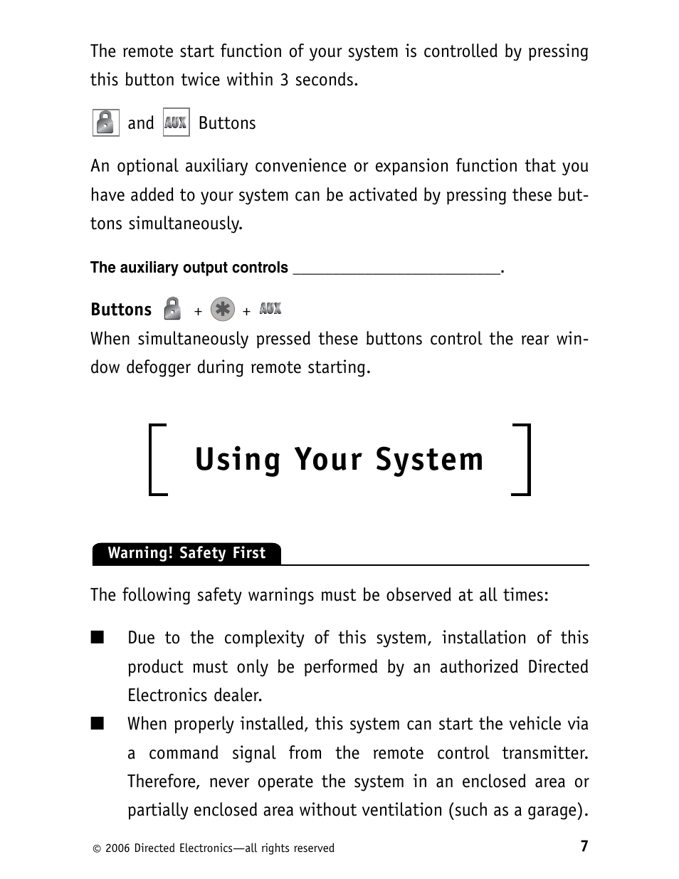 Using your system | Viper 160XVL User Manual | Page 10 / 30