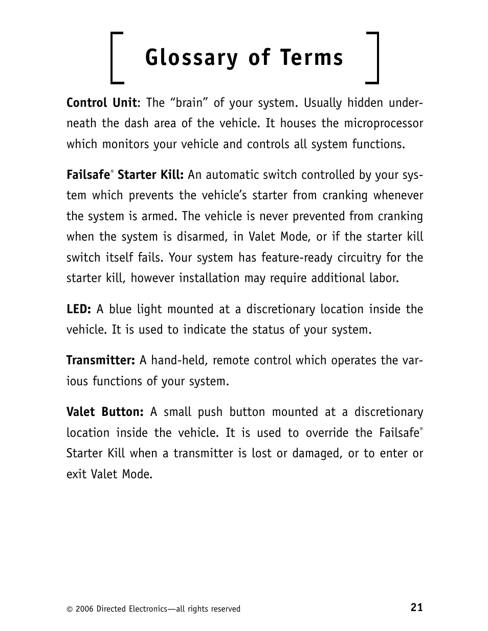 Glossary of terms | Viper 160XVL User Manual | Page 24 / 30