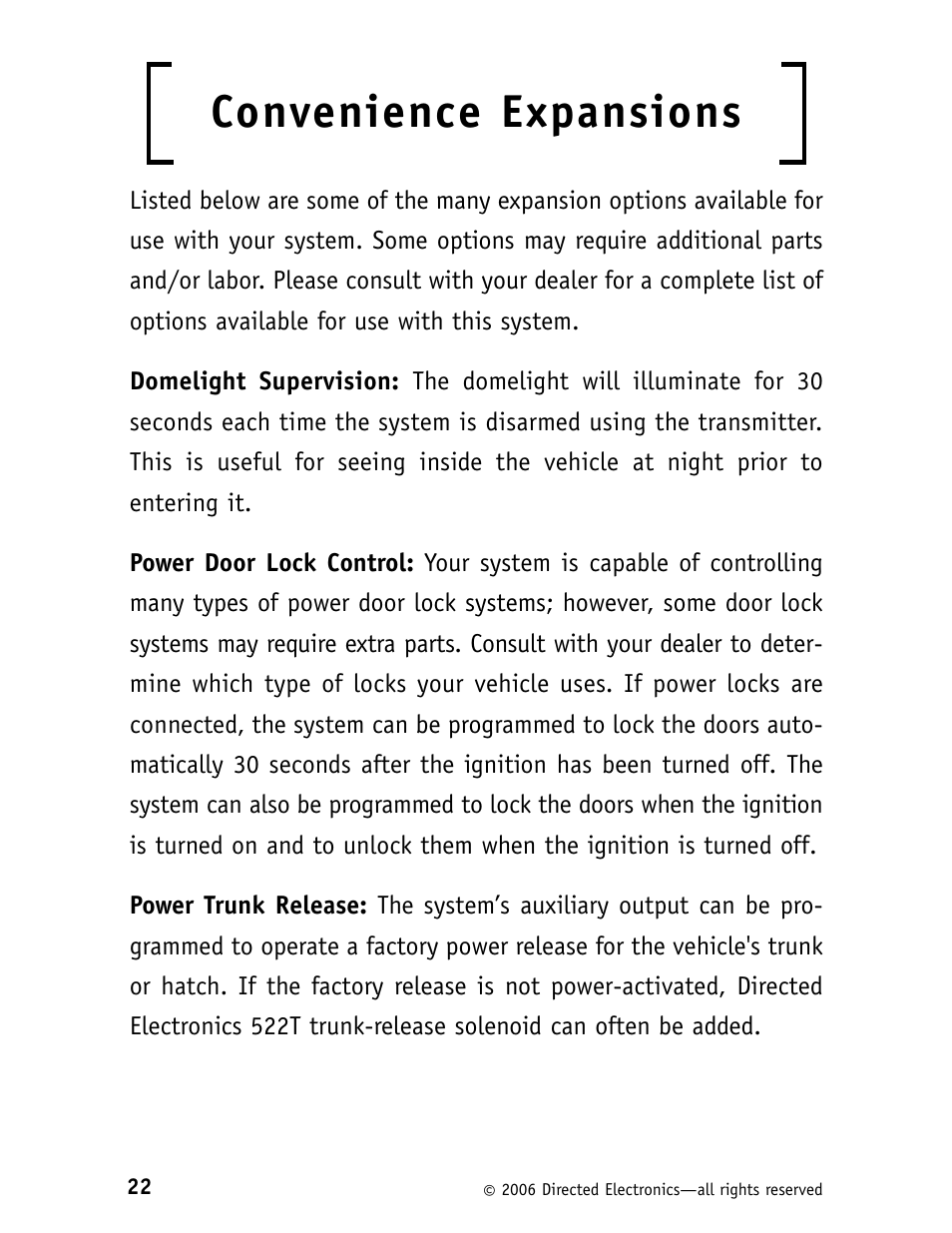 Convenience expansions | Viper 160XVL User Manual | Page 25 / 30