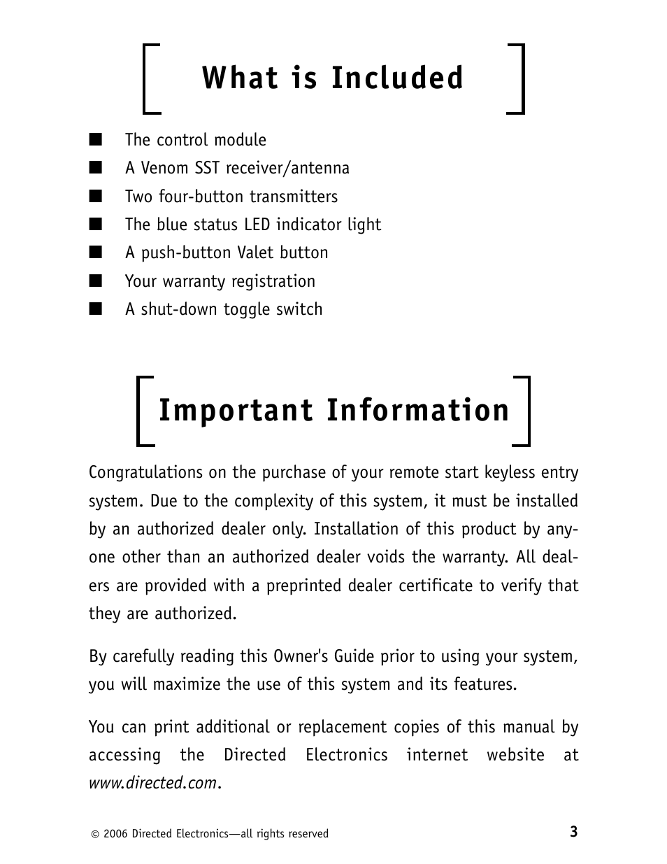 What is included, Important information | Viper 160XVL User Manual | Page 6 / 30