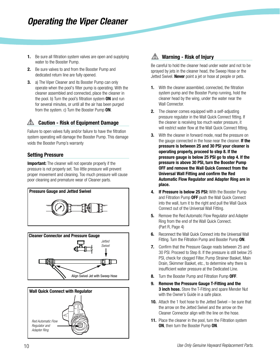 Operating the viper cleaner | Viper Hayward 5500 User Manual | Page 11 / 22