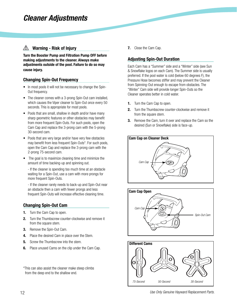 Cleaner adjustments | Viper Hayward 5500 User Manual | Page 13 / 22