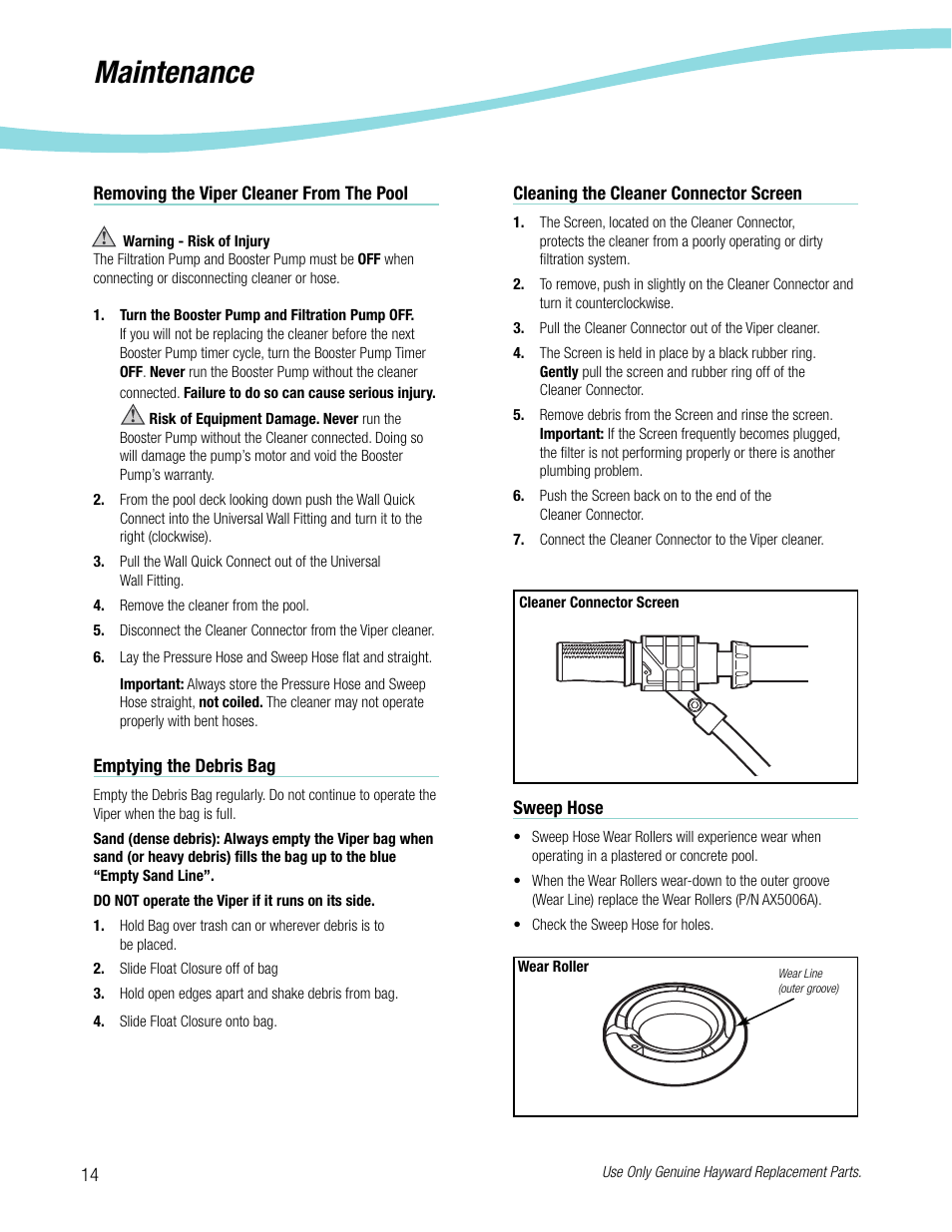 Maintenance | Viper Hayward 5500 User Manual | Page 15 / 22