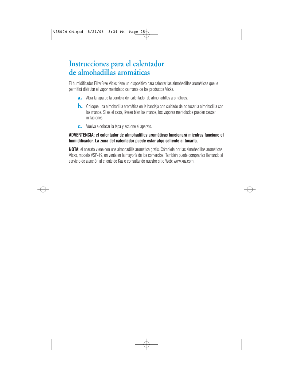 Vicks V3500N User Manual | Page 25 / 30