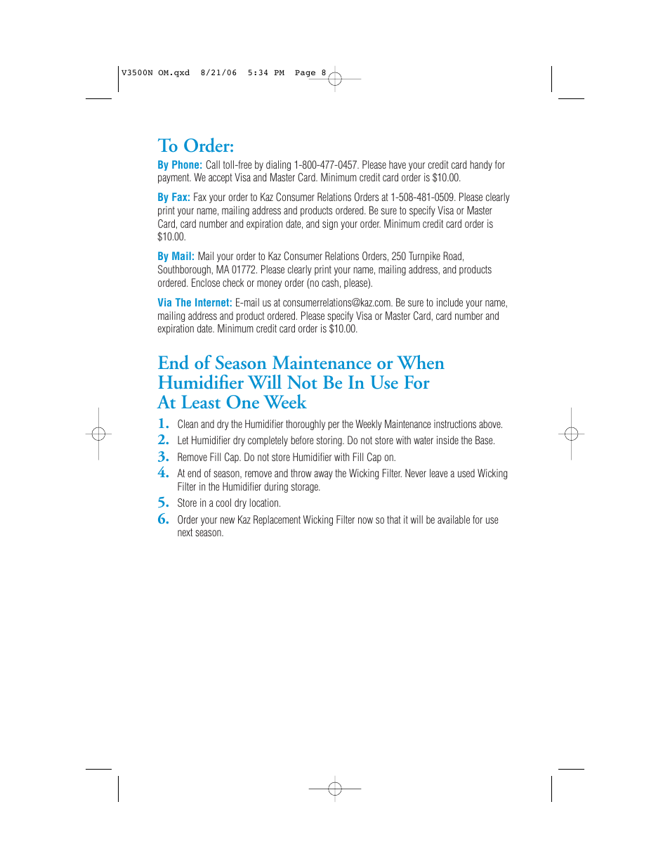 Vicks V3500N User Manual | Page 8 / 30