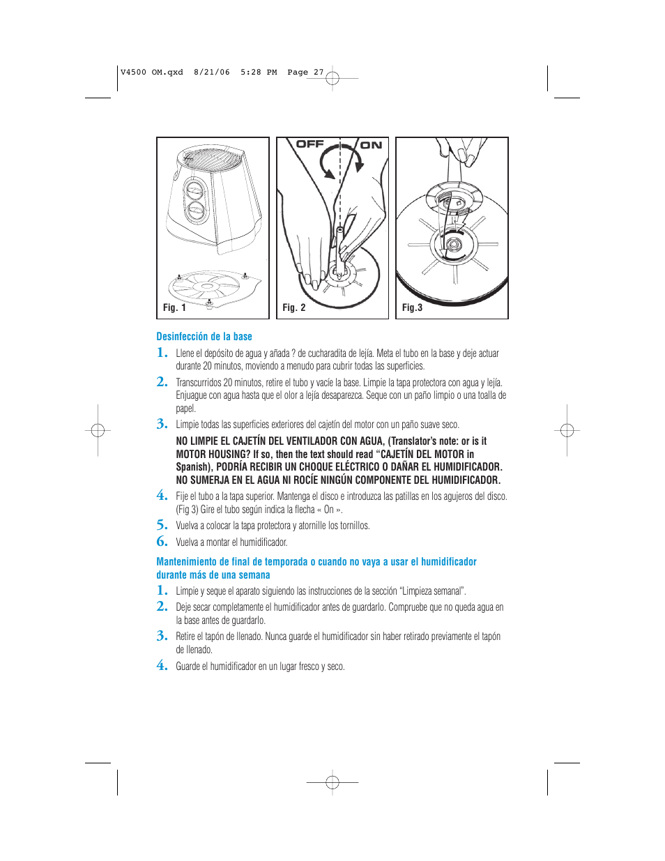Vicks V4500 User Manual | Page 27 / 30