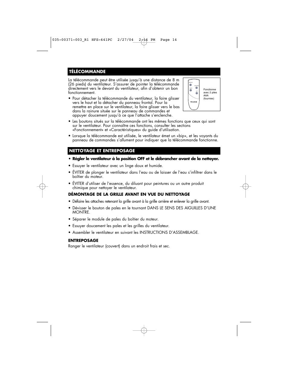 Vicks HFS-641PC User Manual | Page 14 / 24