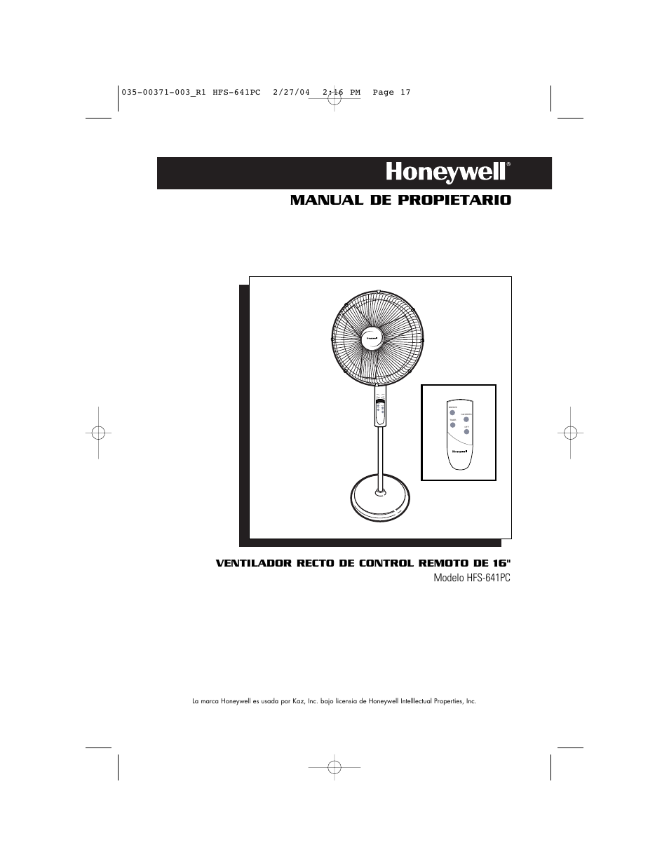 Manual de propietario | Vicks HFS-641PC User Manual | Page 17 / 24