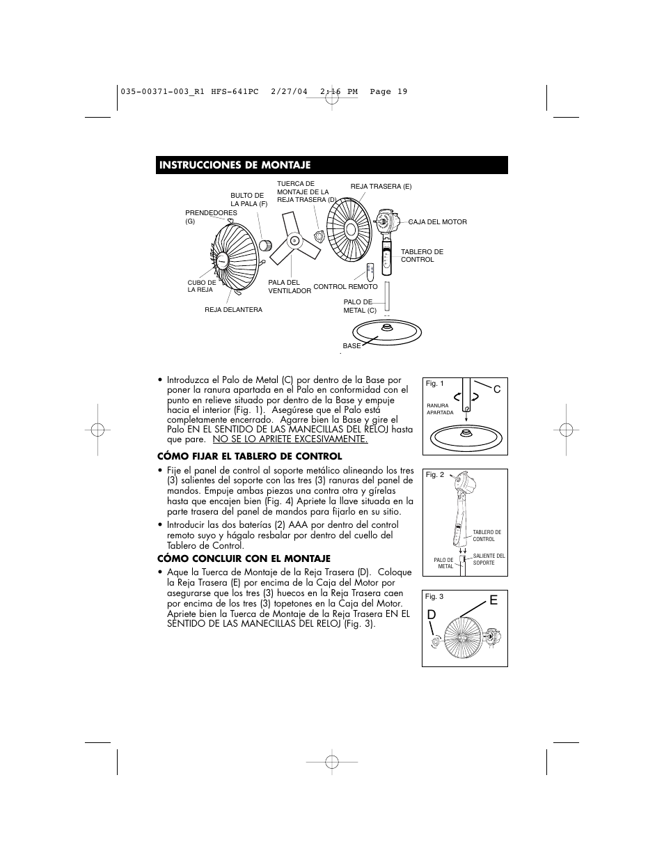 Vicks HFS-641PC User Manual | Page 19 / 24
