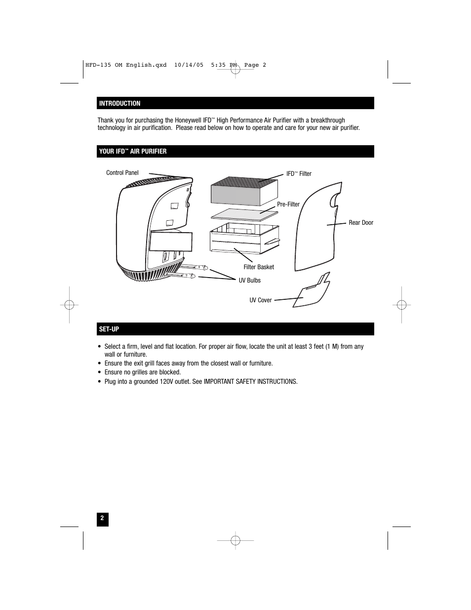 Vicks High Performance Air Purifier HFD-135 User Manual | Page 2 / 8