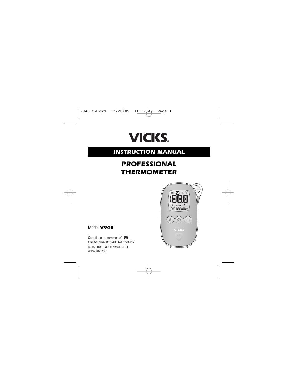 Vicks V940 User Manual | 16 pages