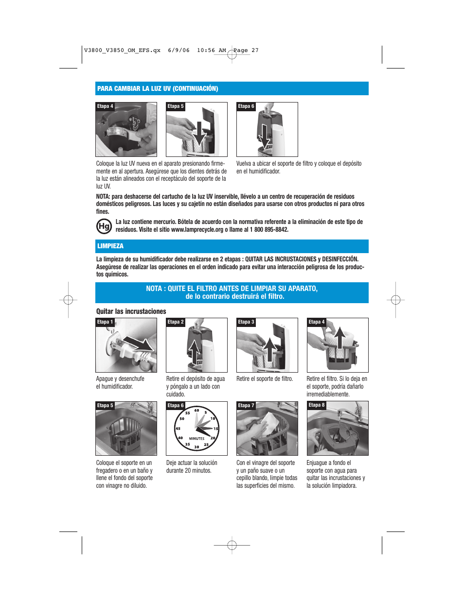 Vicks V3800 Series User Manual | Page 27 / 32