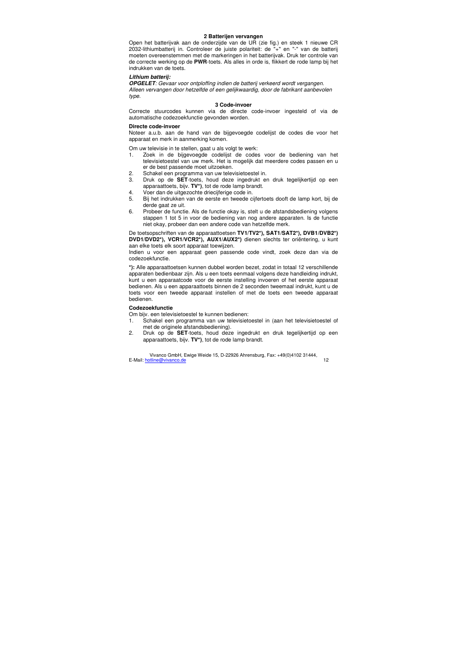 VIVANCO UR 12 User Manual | Page 12 / 25