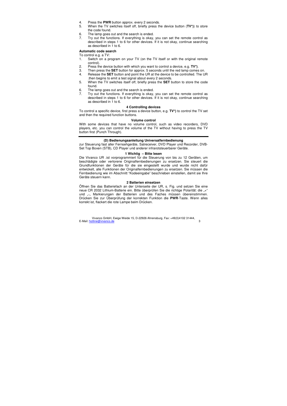 VIVANCO UR 12 User Manual | Page 3 / 25