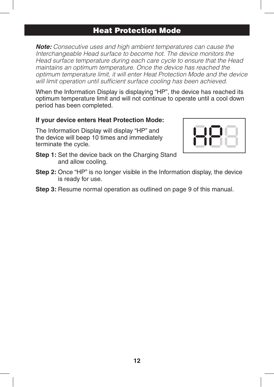 Heat protection mode | Verilux ClearWave CWST2RB User Manual | Page 12 / 16