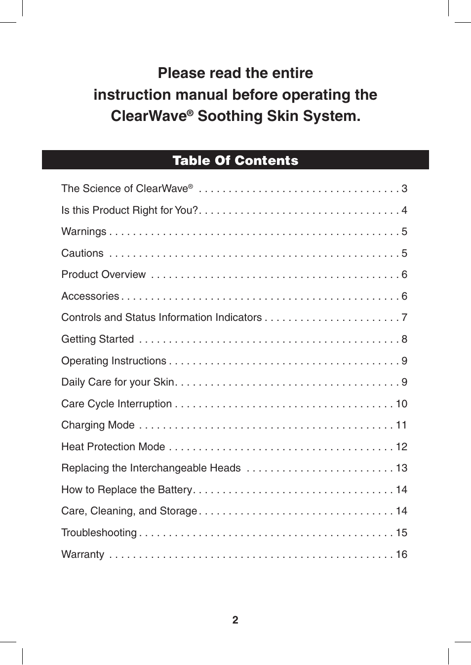 Verilux ClearWave CWST2RB User Manual | Page 2 / 16