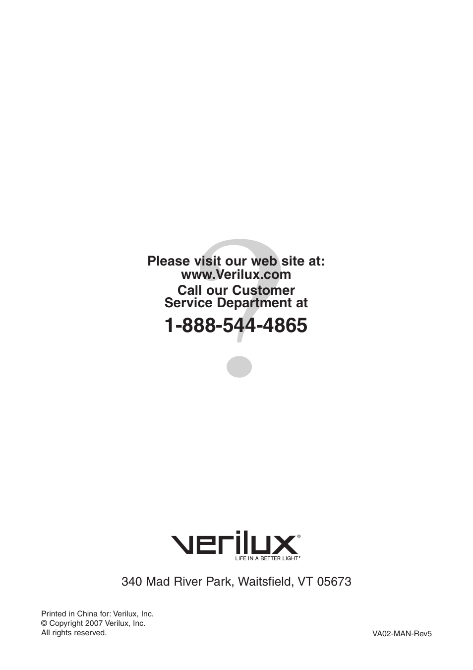 Verilux VA02 User Manual | Page 20 / 20