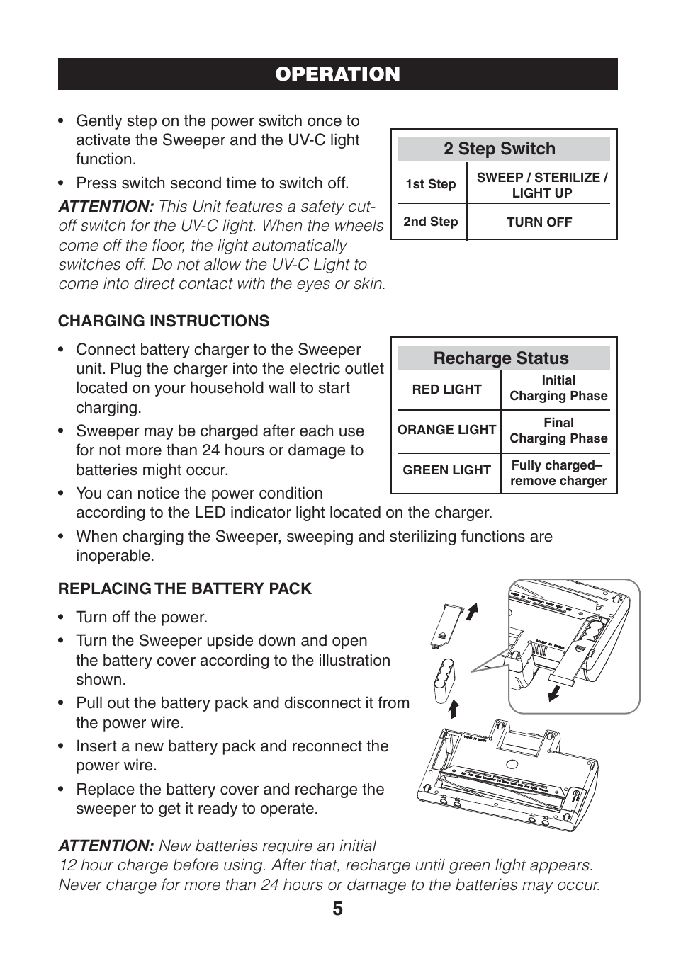 5operation | Verilux CLEANWAVE UV-C User Manual | Page 4 / 8