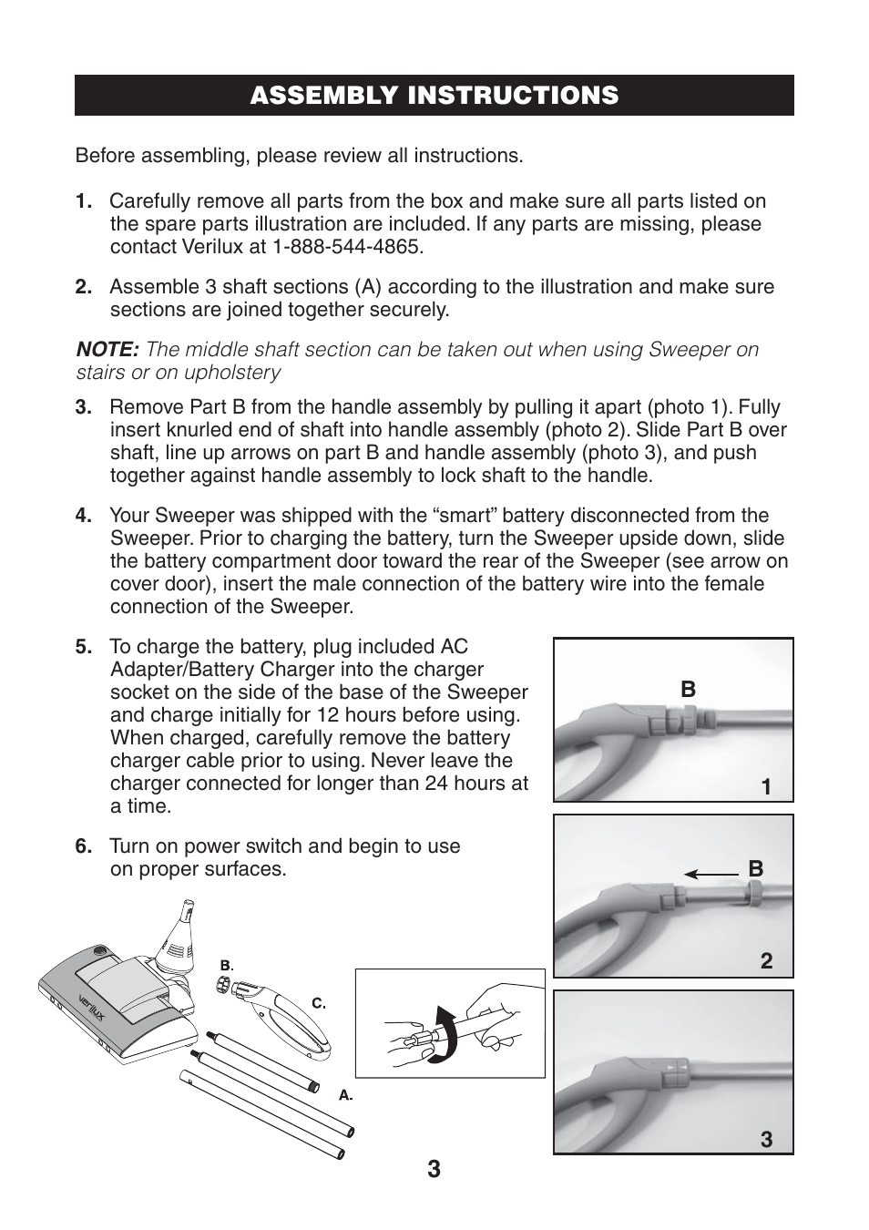 3assembly instructions | Verilux CLEANWAVE UV-C User Manual | Page 6 / 8