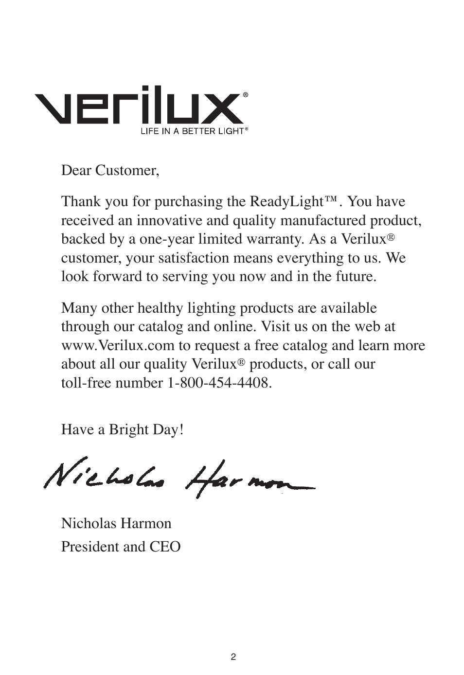 Verilux ReadyLight VB03 User Manual | Page 2 / 4