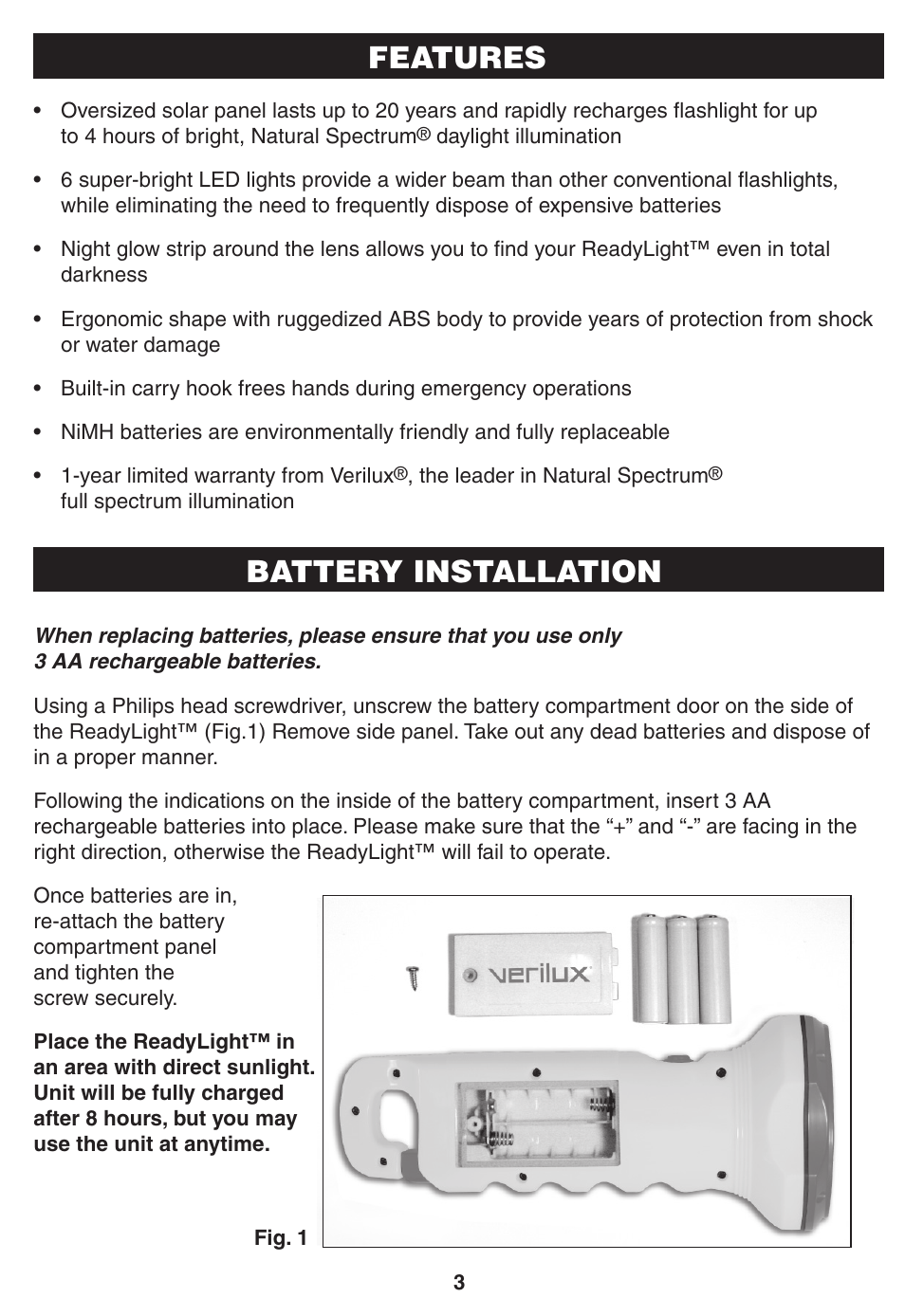 Verilux ReadyLight VB03 User Manual | Page 3 / 4