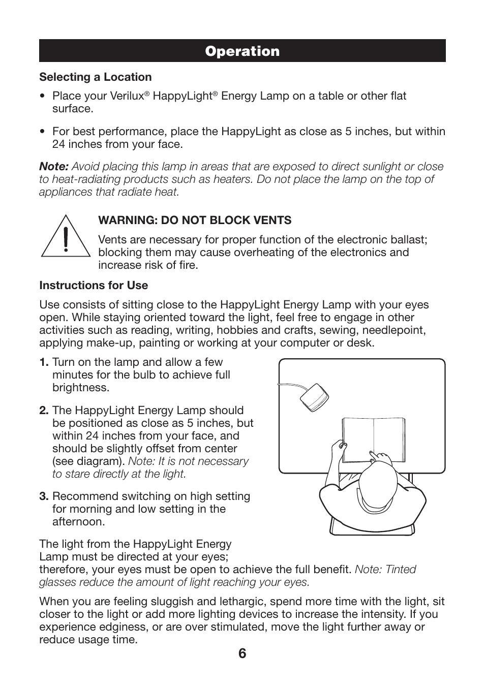 6operation | Verilux 571391 User Manual | Page 6 / 12